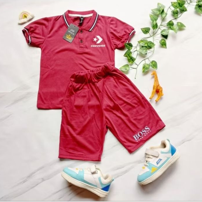 (PROMO 10.10) Stelan kaos anak laki-laki Hugo boss/Converse untuk usia 1-5 thn stelan polos wangki