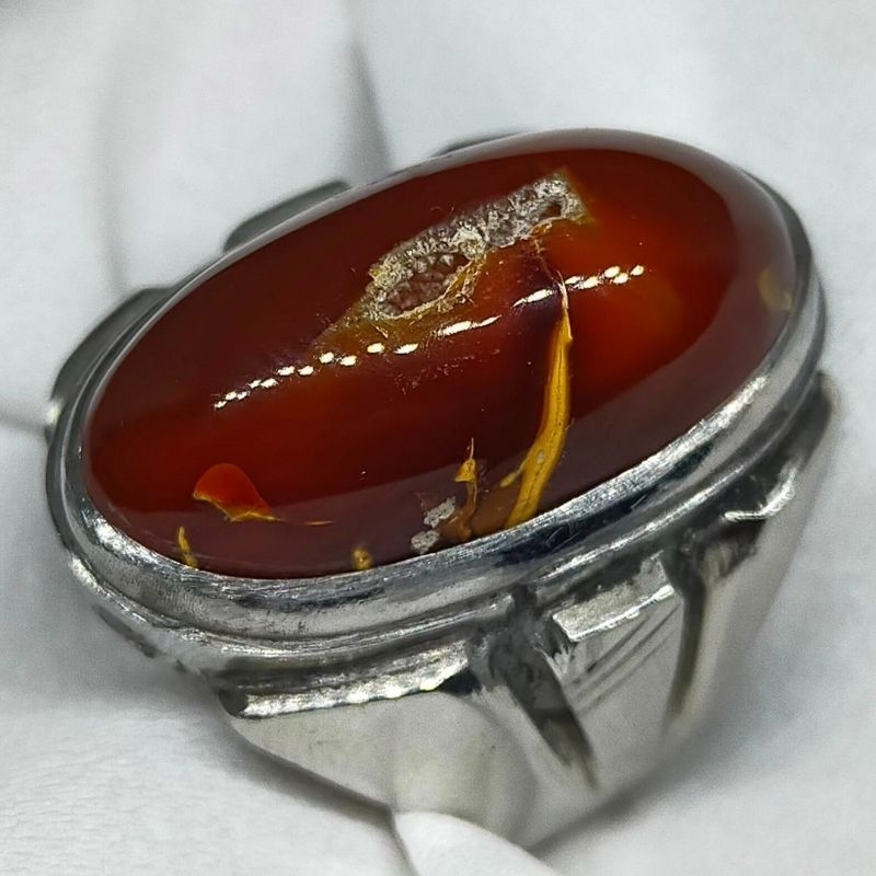 Cincin batu akik asli combong merah antik top hq natural (asli alam)