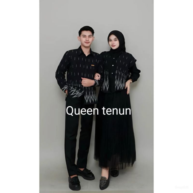 Outfit tenun Rompi tenun + rok tutu dan kemeja tenun (Ready stok) coupel pasangan