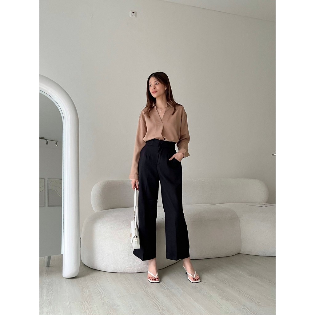 Helena Cullote Hightwaist Pants Celana Kulot Wanita C.1252 RJ7