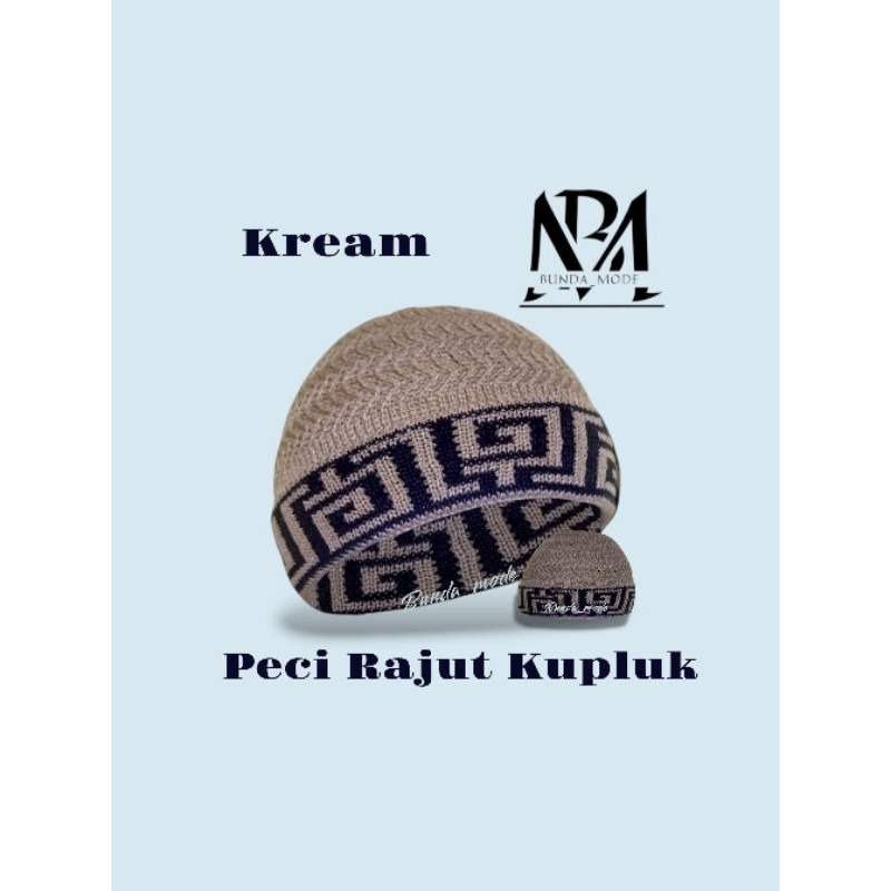 BundaMode Peci Rajut Koiah Kupluk Motif Labirin Lipat Songkok Pria Muslim Dewasa Perlengkapan Sholat