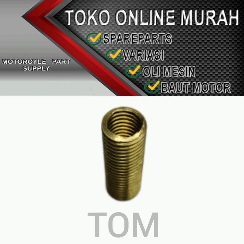 BOS SNAI/BOS DRAT BAHAN KUNINGAN M6X8 (DRAT DALAM 10, DRAT LUAR 12, PANJANG 27MM))