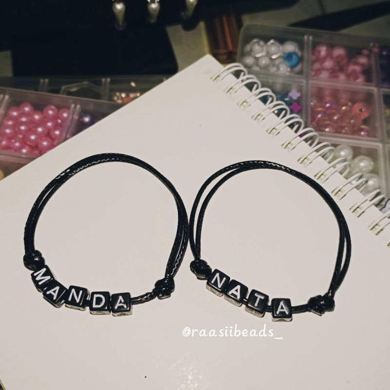 Gelang nama couple|gelang couple|gelang hitam