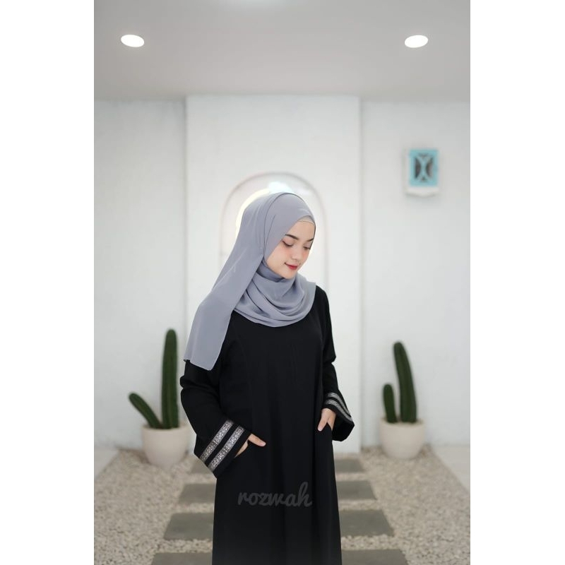 ABAYA ZAHRA JETBLACK/ABAYA POLOS MET UKURAN S,M,L,XL,XXL