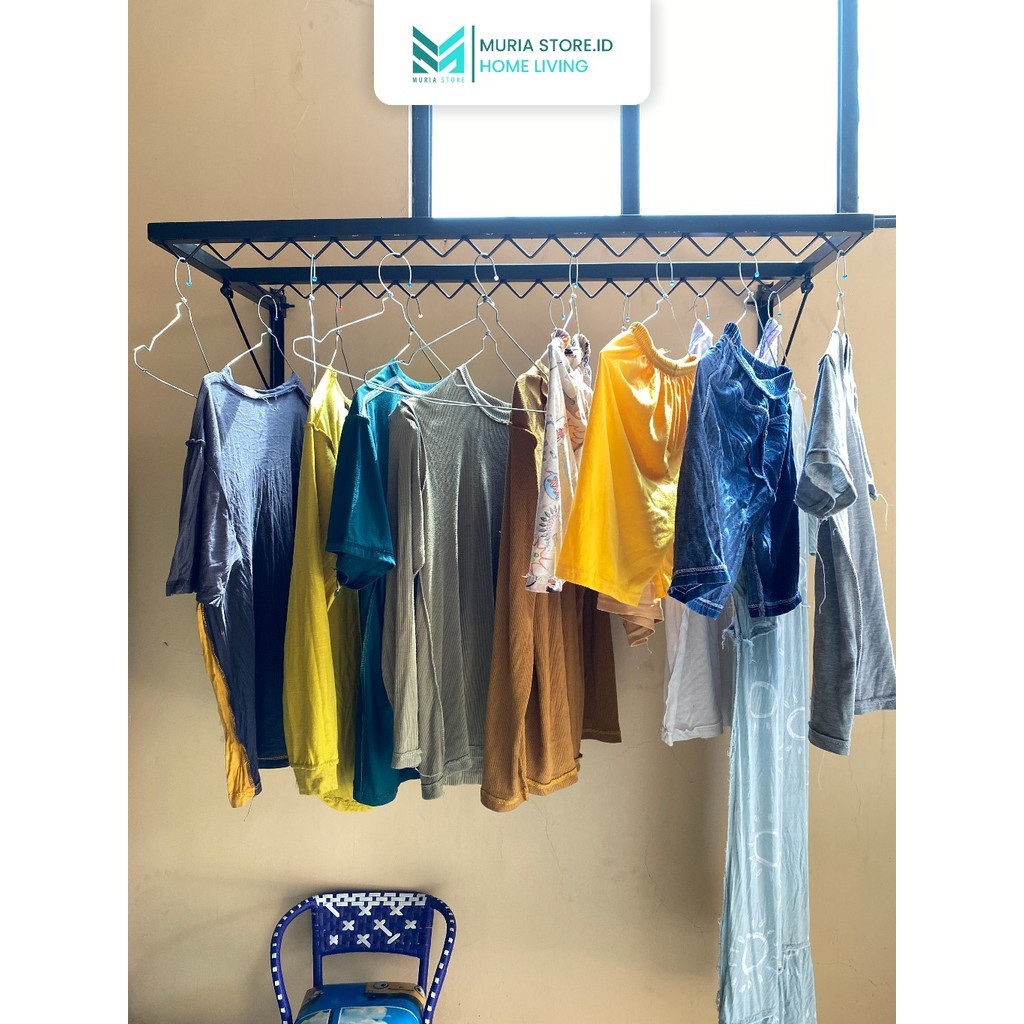 Jemuran Dinding Lipat Jemuran Baju Tempel Dinding Jemuran Pakaian Jemuran Dinding Lipat MURIA STORE