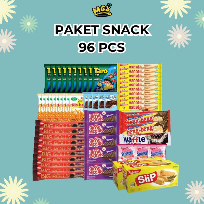 

paket snack isi 96 pcs banyak varian banyak rasa