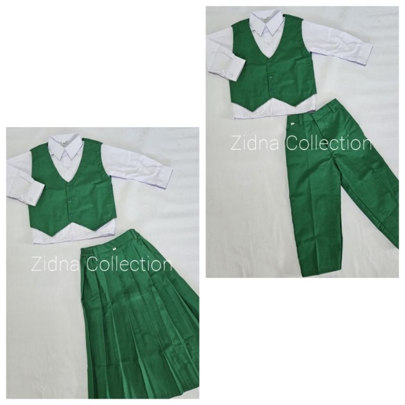 SETELAN HIJAU PUTIH PANJANG Seragam Nasional TK SD MI | Seragam Madrasah | Seragam Hijau Putih
