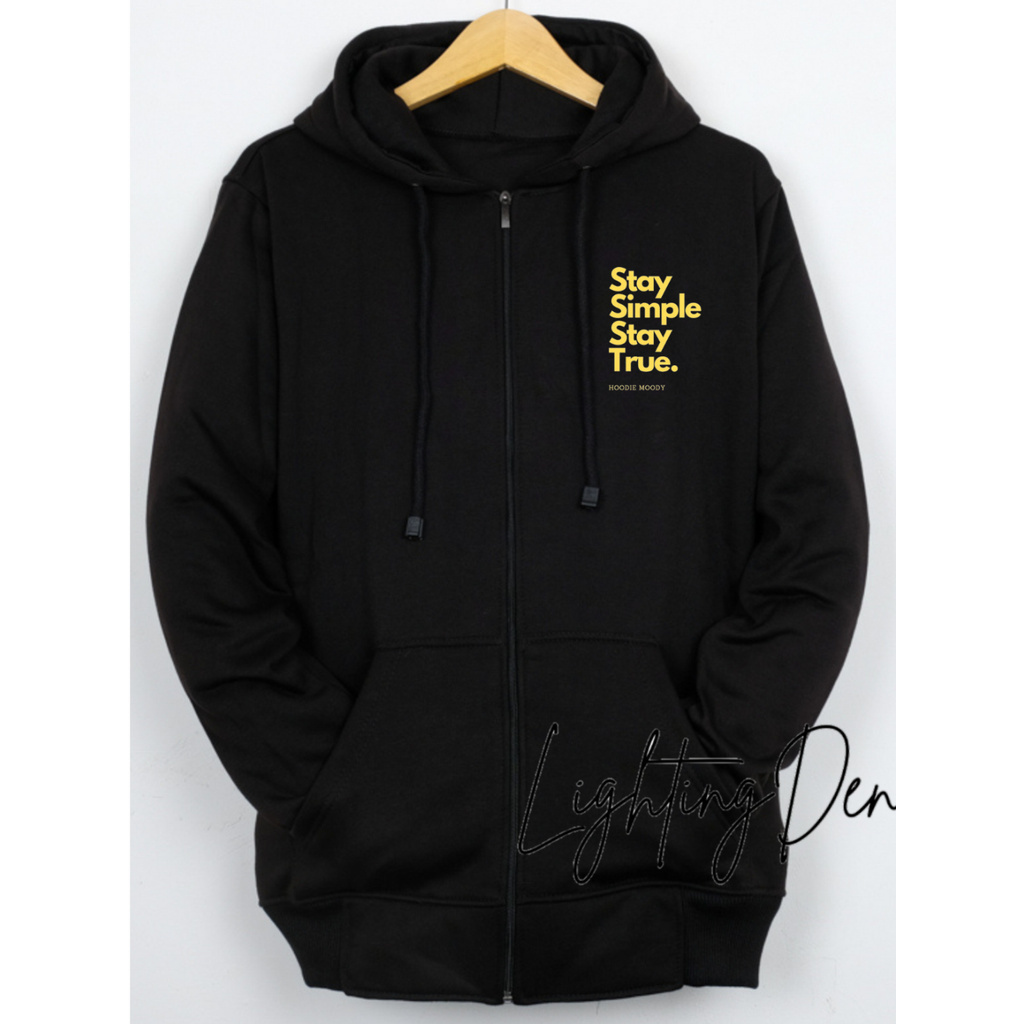 hoodie moody Hoodie Jaket Resleting stay simple stay true Zipper  Sweater Jaket Sleting Depan Switer