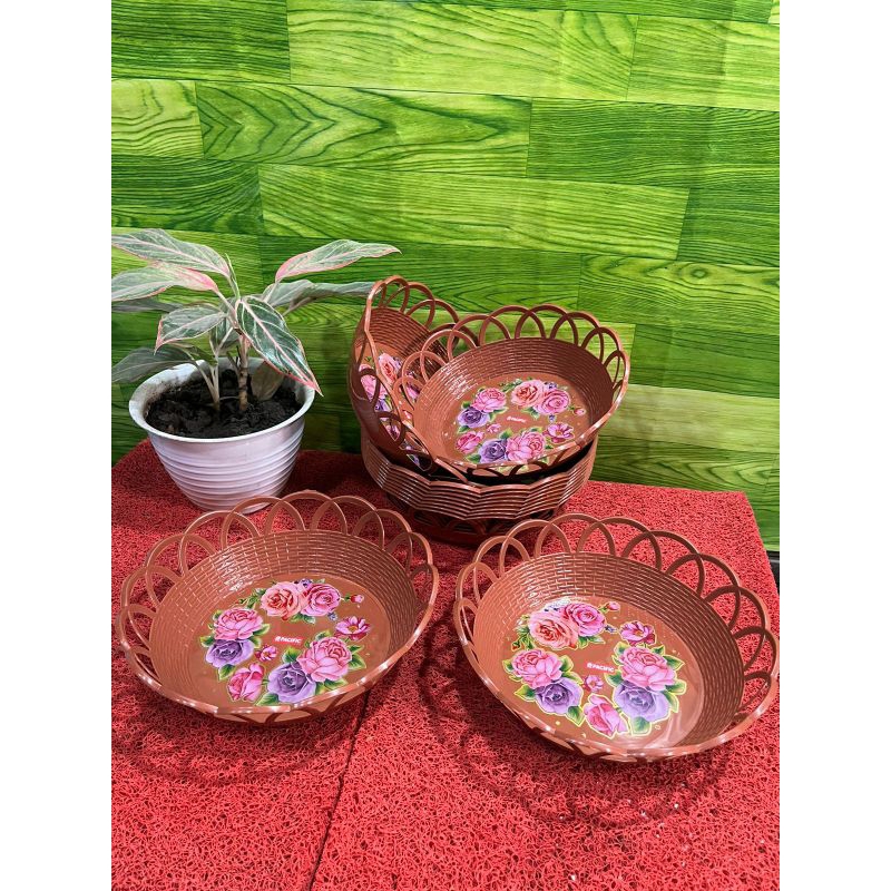 6 pcs Keranjang Buah Elandra Keranjang Venus Bulat Wadah Serbaguna Estetik Tempat Penyimpanan Buah &
