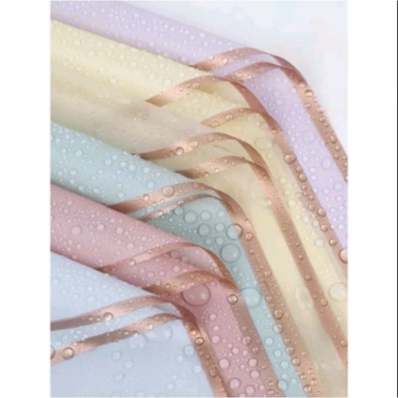 

[ 5 lembar ] Flower Wrapping Pure Frame Chellophane waterproof KERTAS BOUQUET polos/list emas/Chellophane polos/Florist Wrapping