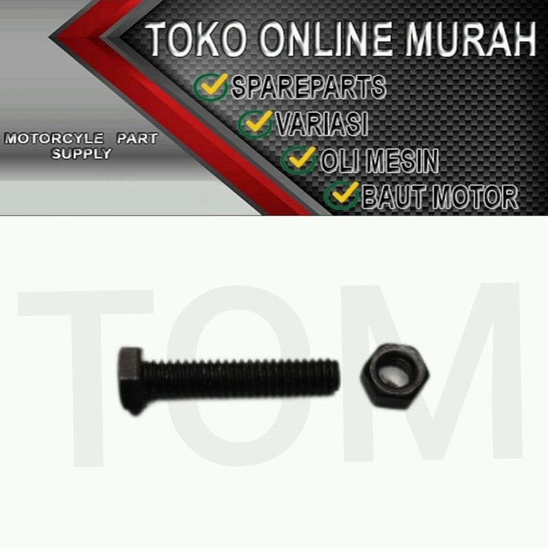 BAUT KASAR+MUR, M6X30 (DRAT 10 KASAR, PANJANG 30MM)