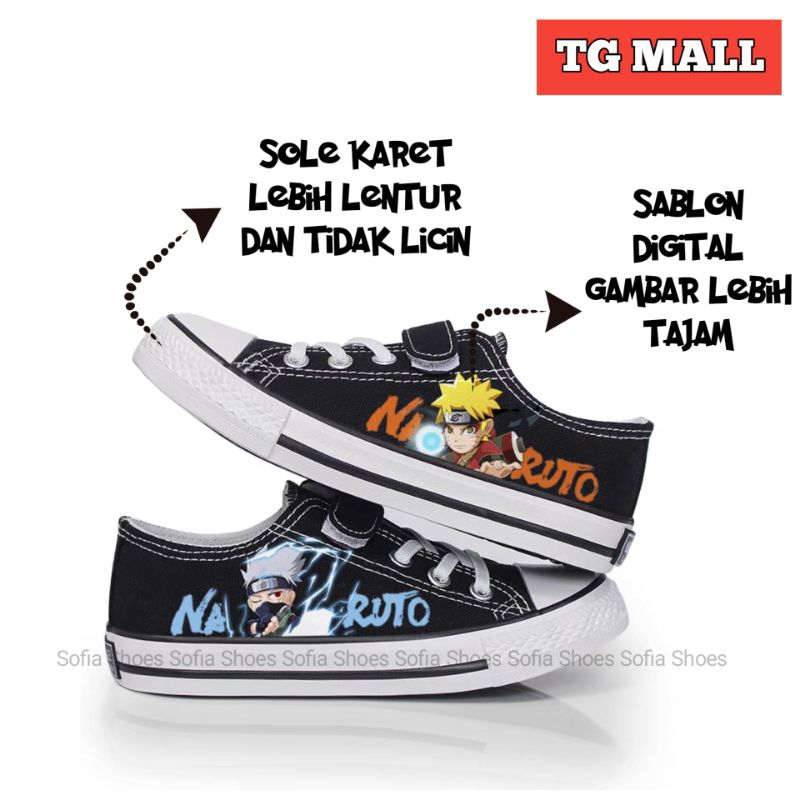 Sepatu Anak Laki-Laki larakter anime Naruto Pendek Karet Lentur Terbaru Tg Kids Fashion