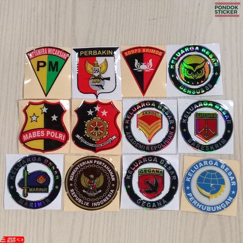 Emblem sticker timbul logo Densus Perbakin Brimob Bareskrim Akpol PM Gegana Marinir