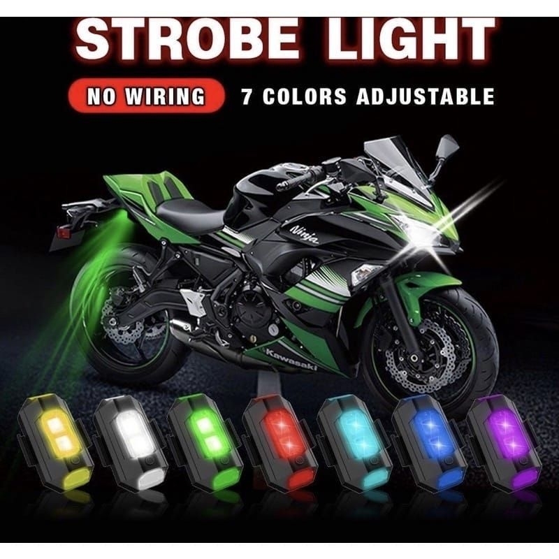 STROBO LAMPU LED 7 WARNA UNIVERSAL ANTI TABRAKAN UNTUK MOTOR/PESAWAT