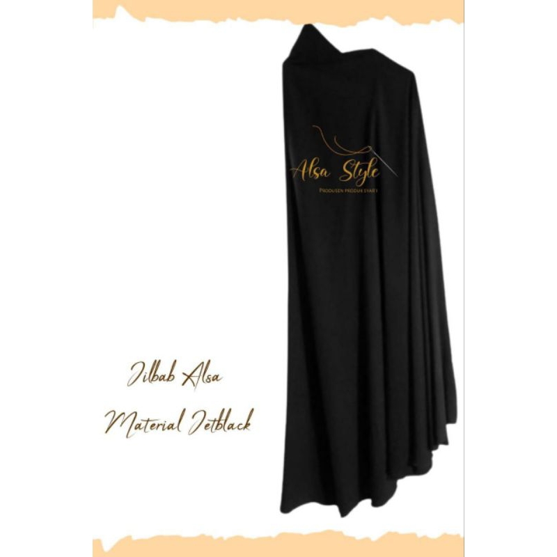 jilbab Alsa jet black | Khimar akhwat hitam