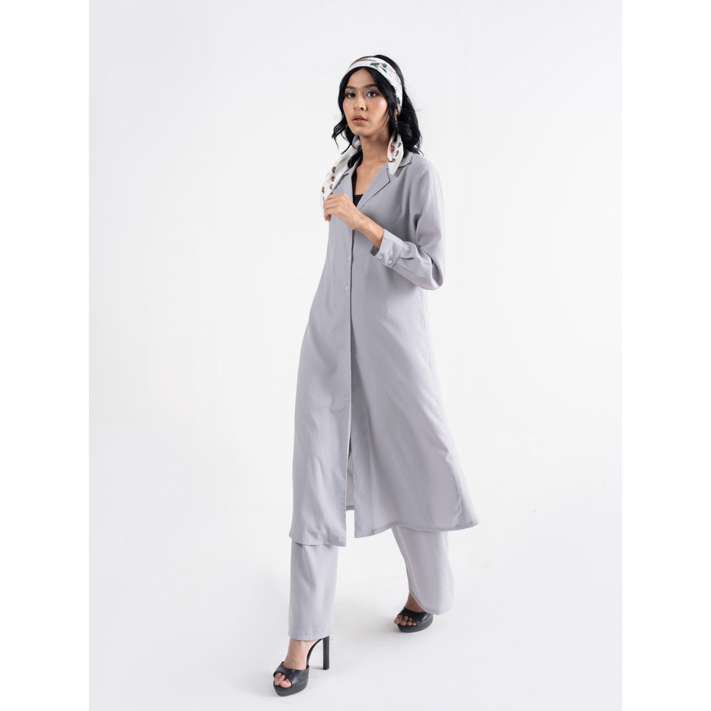 Berdine Studio - Amara Loose Set (Grey) - Set Kemeja Kulot Wanita