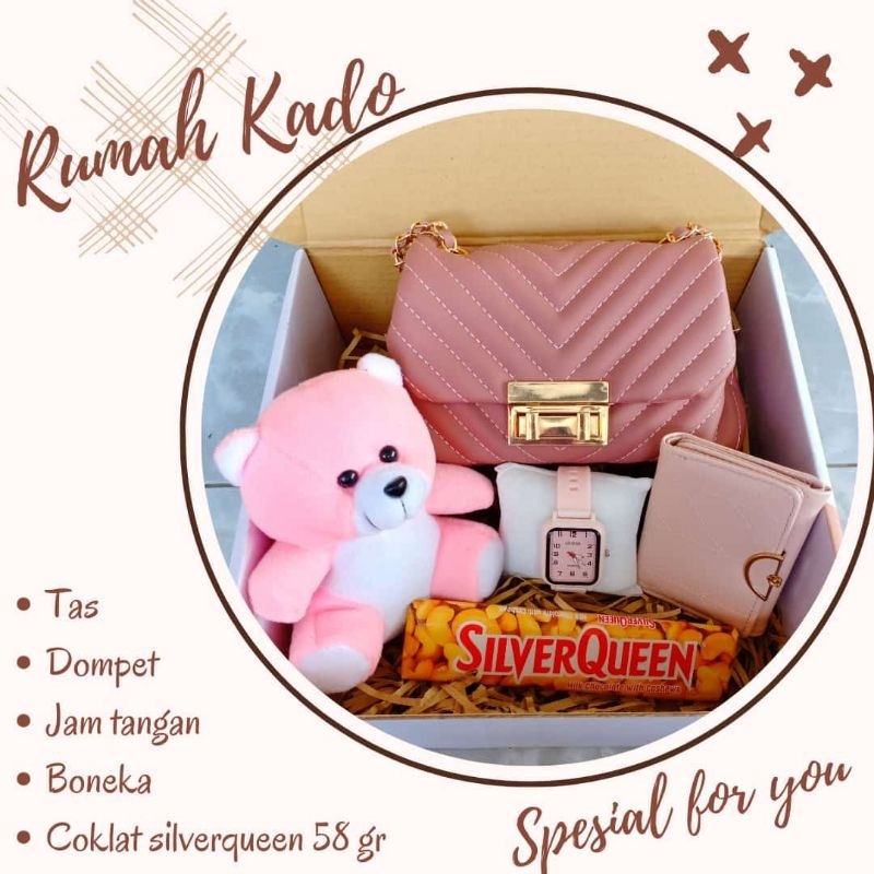 

Hampers gift box set tas pink | Kaso box ulang tahun cewek | Gift box paket hemat