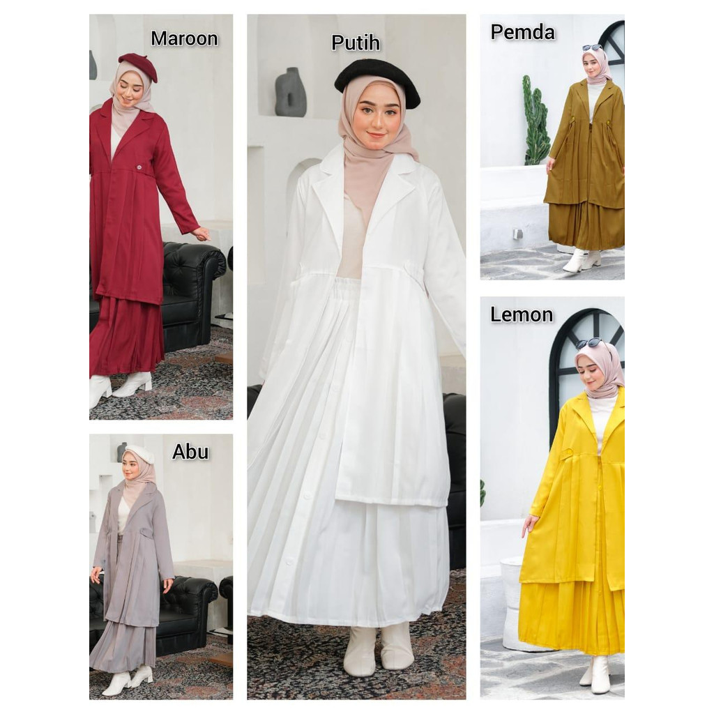 SetRok Blazer Rok Plisket // Oneset Blazer // Fashion kekinian // Muslim wear // Setelan // Setelan 