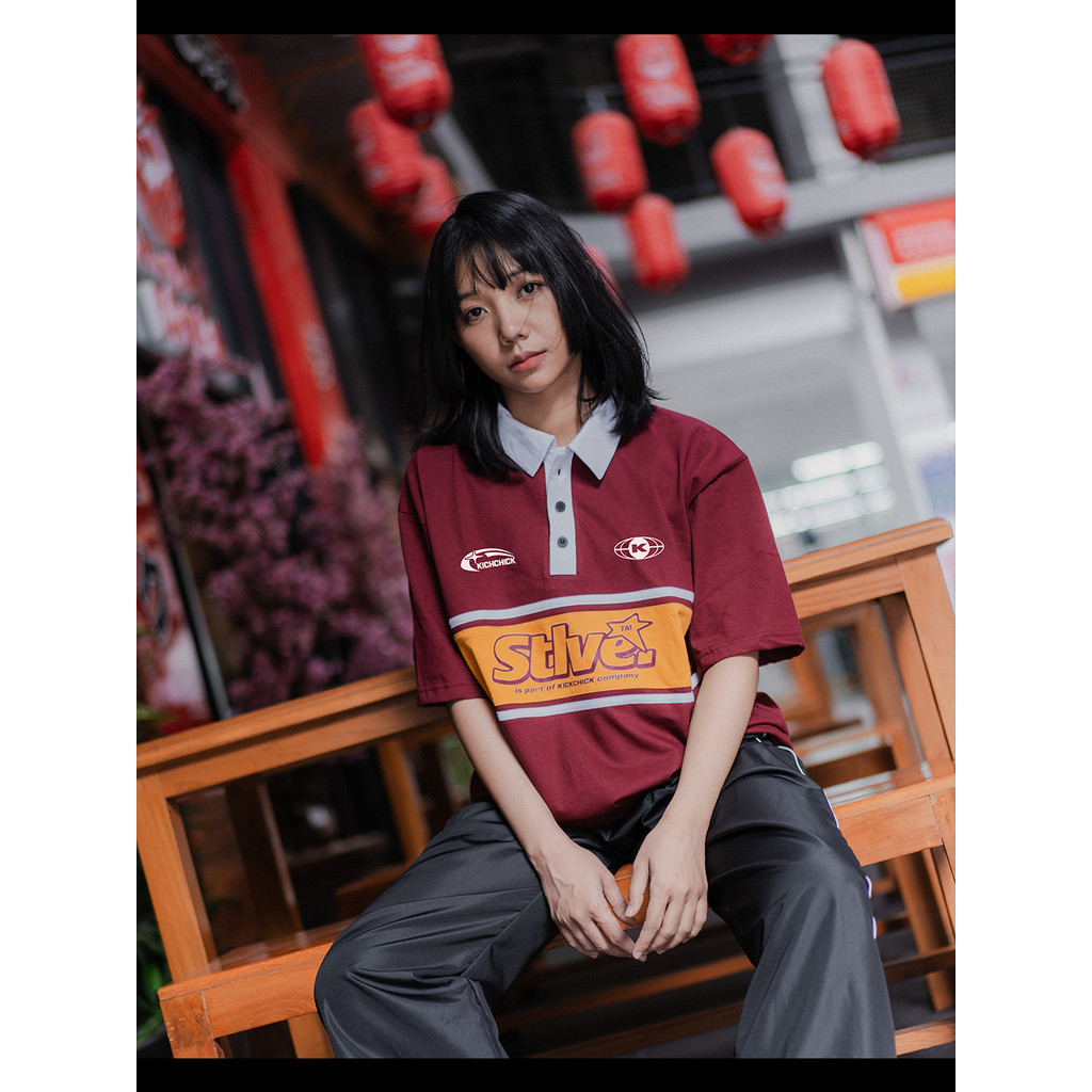 Kickchick Polo Rugby Shirt Company Maroon & Navy | Baju berkerah | Kaos Kasual Formal | KCPS001