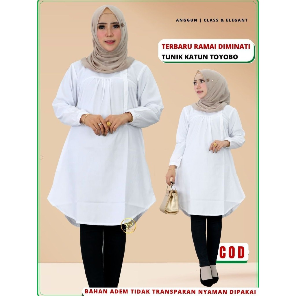 Baju Atasan Tunik Tunic Polos Wanita Remaja Terbaru kekinian Bahan Katun Toyobo Premium Santriwati 8