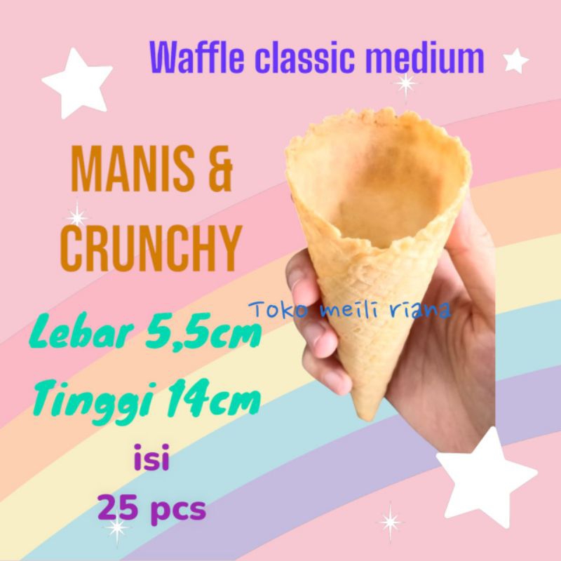 

waffle classic medium 5,5 cm waffle 1 pack isi 25 pcs sugar cone cone ice cream Kon es krim eskrim contong ice cream wafle wadah eskrim murah