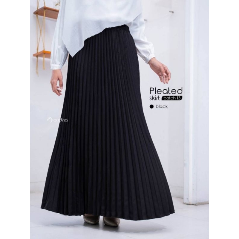 SKIRT/ ROK LIPIT/ PLEATED SKIRT AUDINA/ ROK HITAM PUTIH/ ROK LIPIT PREMIUM WANITA KULIAH KERJA
