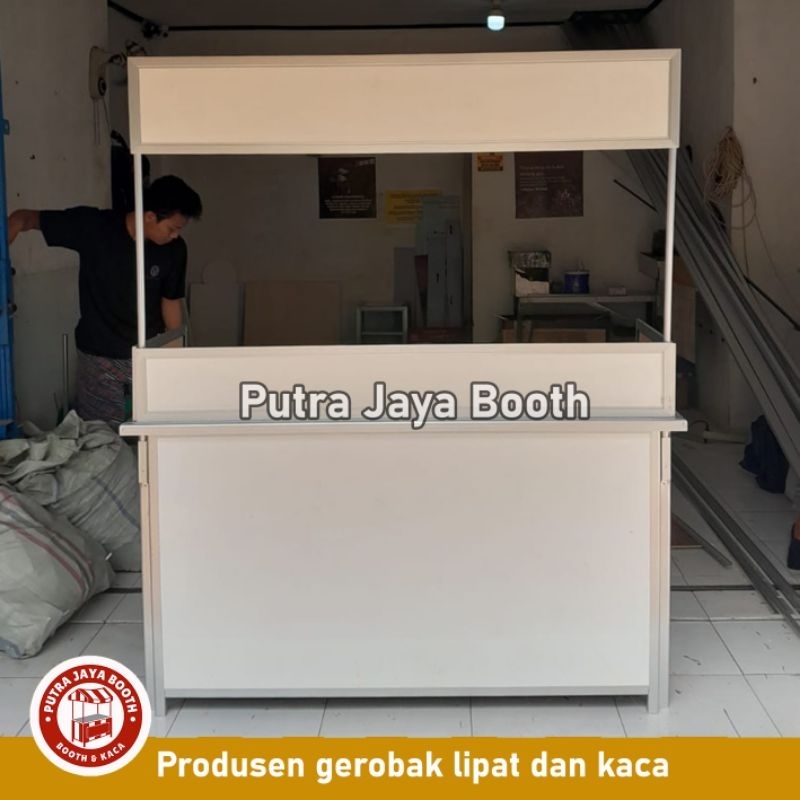 Booth Portable Gerobak Lipat  Polos + Full Penghalang Ukuran P. 120 cm L.60 cm T.80 cm