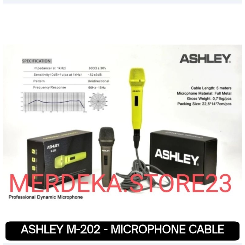 MICROPHONE CABLE ASHLEY M202 | ASHLEY M-202 MIC KABEL PROFESIONAL DYNAMIC - ORIGINAL