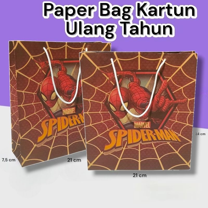 

Paper Bag Spiderman Isi 12 pcs (Bisa custom gambar/nama toko)