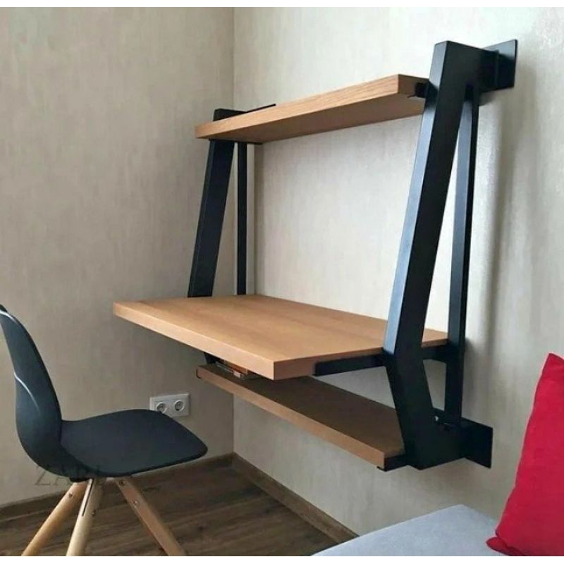 meja komputer tempel dinding aesthetic