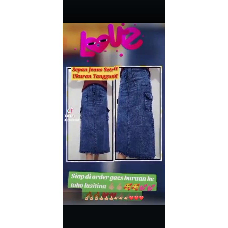 Rok Levis Wanita Import Terbaru- Model Cargo Sak Samping