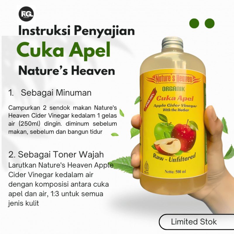 

Star+ CUKA APEL ORIGINAL ORGANIK 250 ML/APPLE CIDER VINEGAR WITH MOTHER/ CUKA SARI..