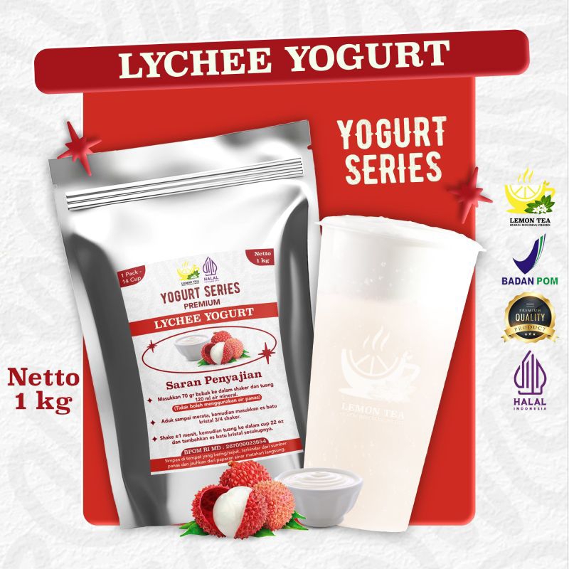 

Minuman Bubuk instan LYCHEE YOGURT 1000gr Halal Bpom