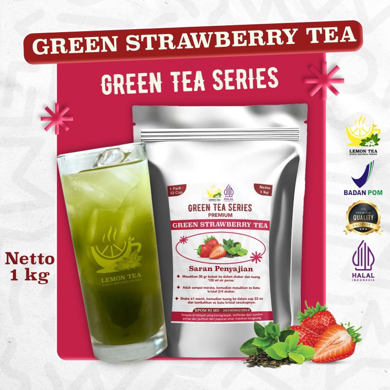 

MINUMAN BUBUK INSTAN GREEN STRAWBERRY TEA 1KG HALAL BPOM