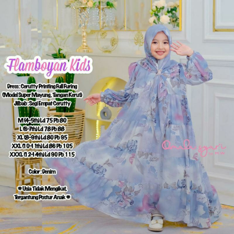 FLAMBOYAN SYARI KIDS GAMIS SYARI ANAK PEREMPUAN ORI OMALA SYARI KIDS GAMIS SYARI ANAK PEREMPUAN CAND