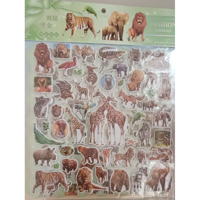 

Jumbo Isi 2 Stiker timbul WILD ANIMAL / BINATANG BUAS