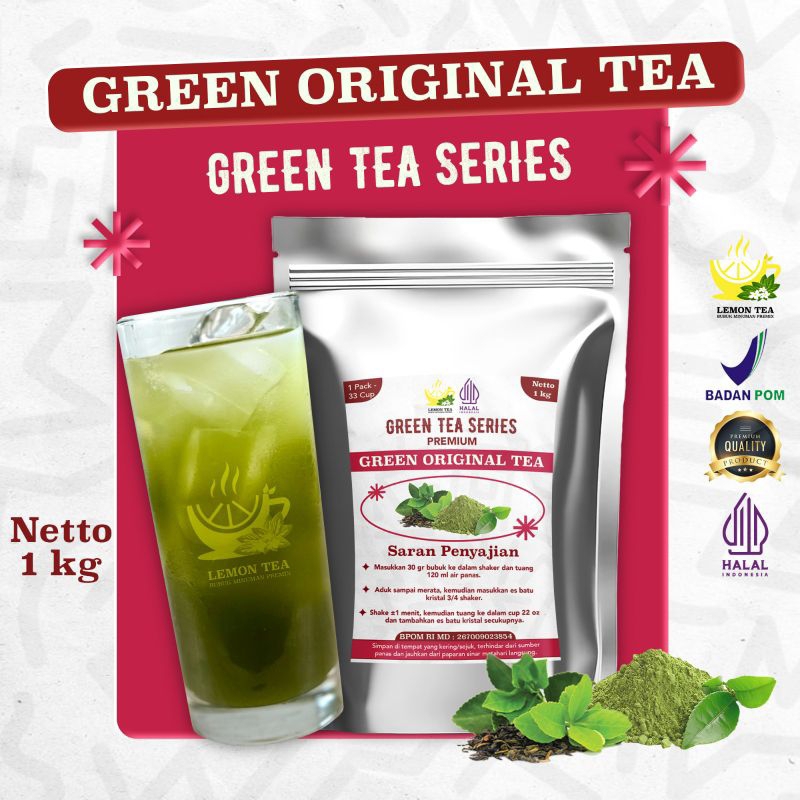 

MINUMAN BUBUK INSTAN GREEN ORIGINAL TEA 1KG HALAL BPOM