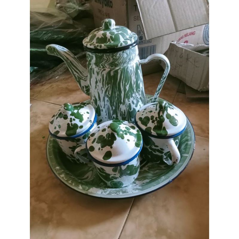 SET LURIK JADUL / TEKO CANGKIR NAMPAN LURIK