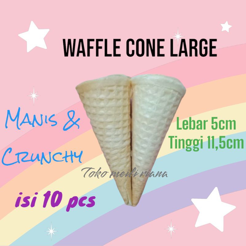 

cone ice cream waffle flat top besar isi 10 pcs waffle home Made sugar cone cone es krim eskrim contong