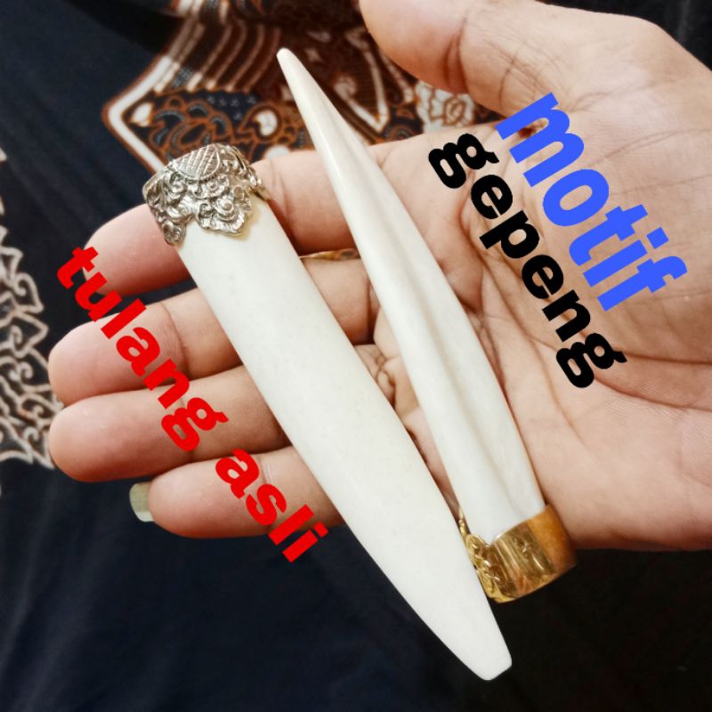 once pipa asli tulang model gepeng ring kuning mas & silver perak ukir QUALITY