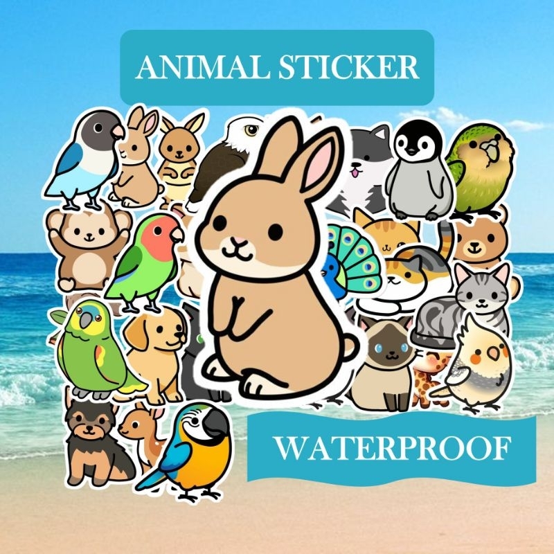 

30 pcs Animal Sticker Hiasan Stiker aesthetic pack tempelan scrapbook hewan binatang laptop helm