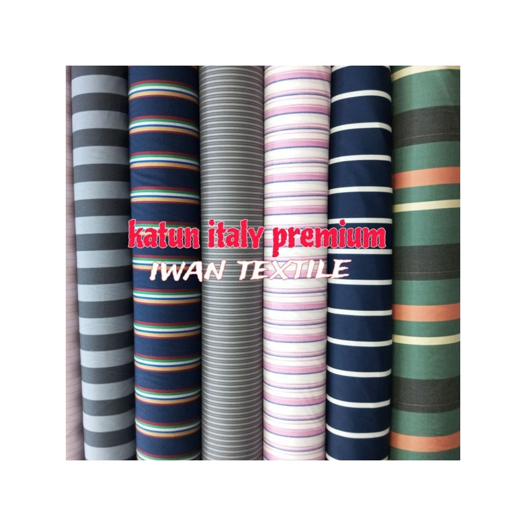 PROMO KAIN KATUN MOTIF GARIS GARIS KATUN ITALY STRIPE / SALUR SALUR BAHAN BAJU PRIA / WANITA PREMIUM