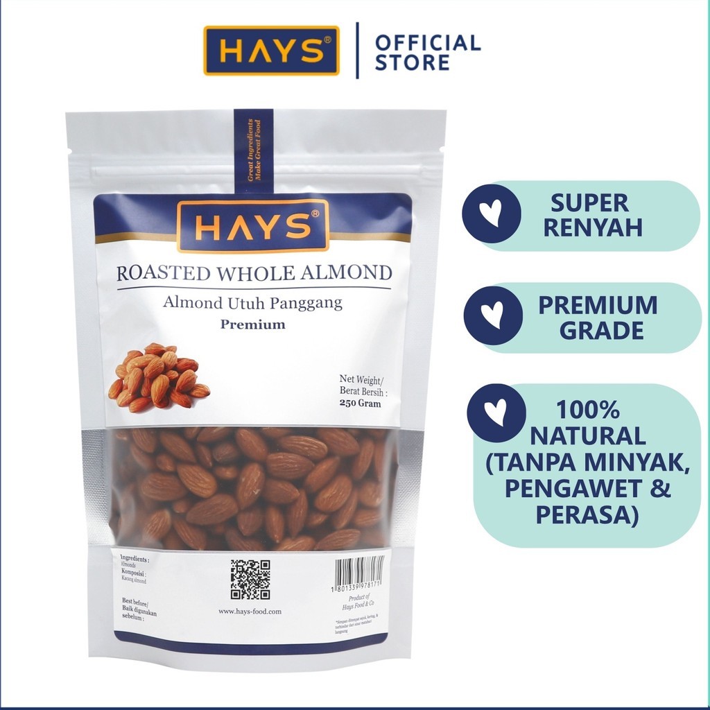 

COD Almond Panggang Utuh 25 GRAM Roasted Almond Whole 25 GRAM HAYS