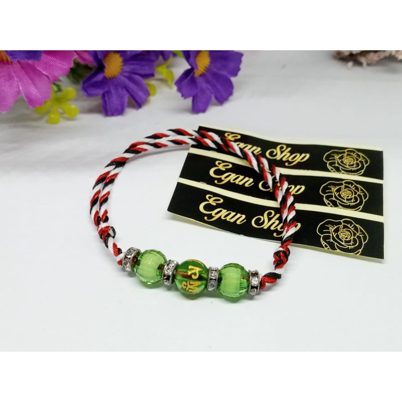 Gelang tridatu aslii bali batu hijau /Gelang Tridatu Khas Bali Simbol Keberuntungan / Gelang Tridatu