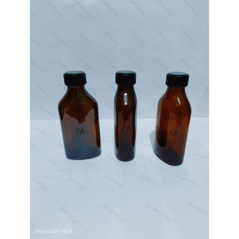 Botol kaca amber gepeng 100ml botol coklat 100ml gepeng tutup plastik