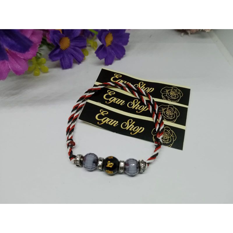 Gelang tridatu aslii bali batu hitam /Gelang Tridatu Khas Bali Simbol Keberuntungan / Gelang Tridatu