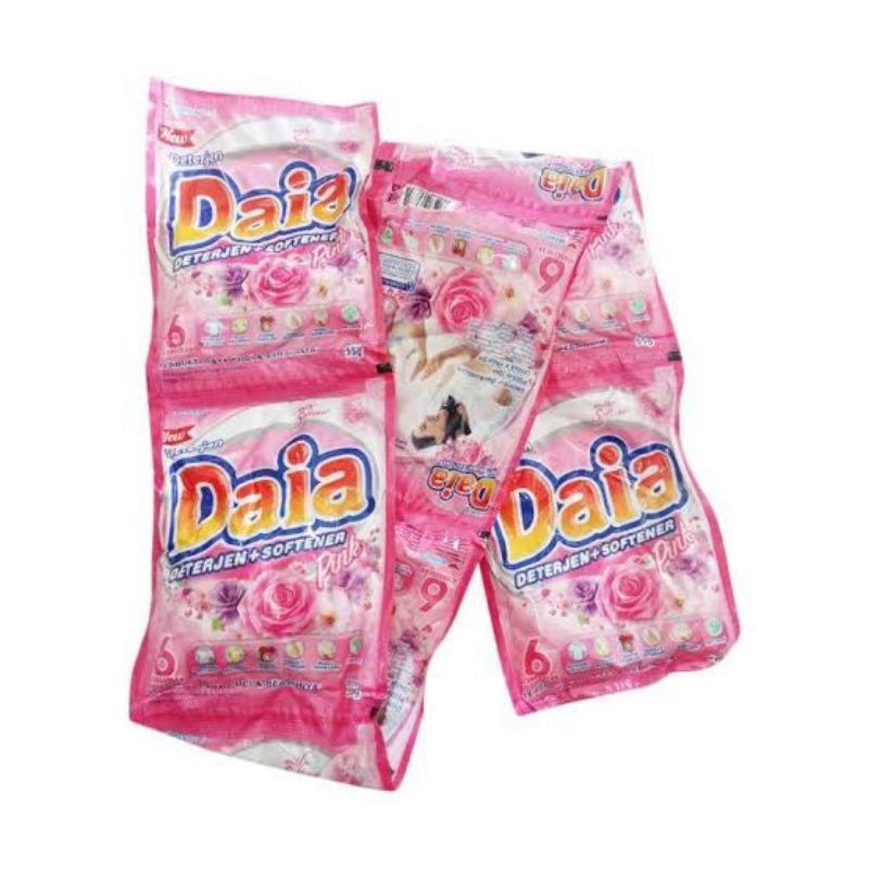 Detergen Daia+Softener Romantic Pink 1 Renteng Isi 6×46g