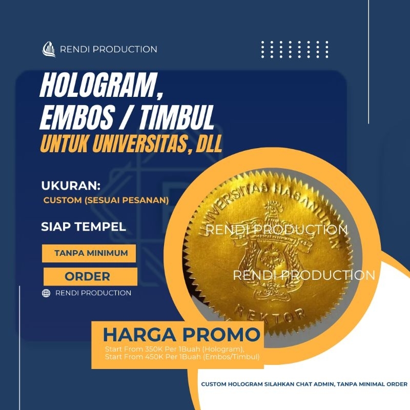 

Hologram, Embos Timbul Un1v3r5it4S, DLL - Custom Suka Suka Tanpa Minimal Order