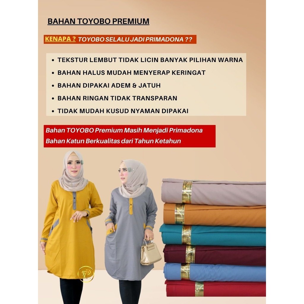 hot sale baju atasan tunic tunik wanita terbaru kekinian santri putri bahan katun toyobo premium