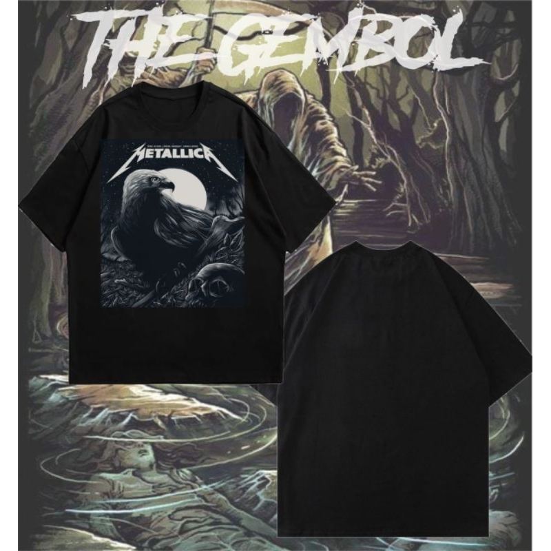 Kaos Baju Pria Band Rock Metalica Eagle Hitam Premium Tebal Distro Original Cotton 30s Murah Best Se